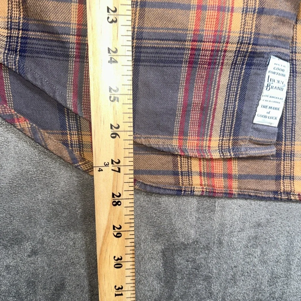 Lucky Brand Pearl Snap Flannel Shirt Mens Small Saturday Stretch Pockets